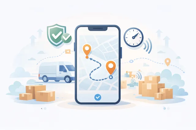 Mobile shipment tracking map with delivery route pins for reliable courier updates in Delta BC